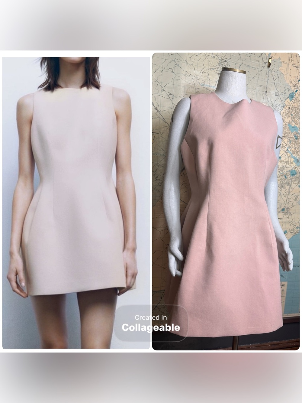 Zara Blush Taupe Voluminous Mini Dress, XL, Classic
